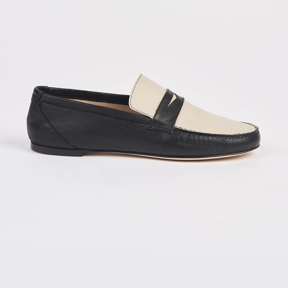 NWT JAMIE HALLER Two-Tone Penny Loafers in Black/White - Picture 4 of 8